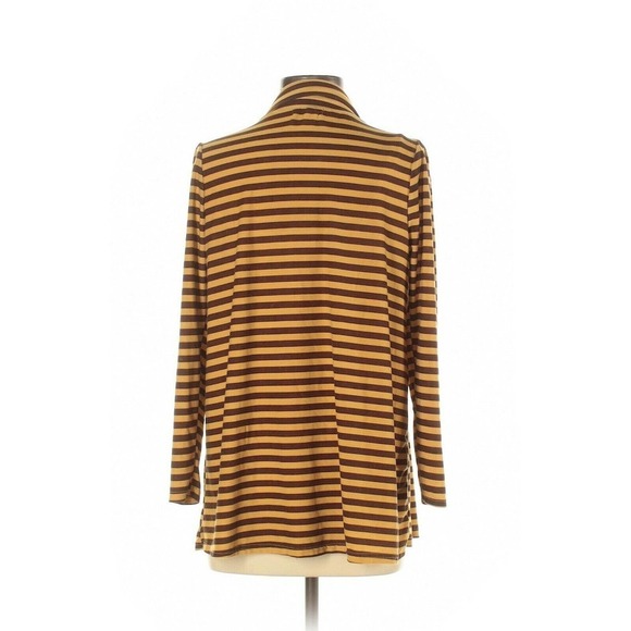 Open Front Yellow & Brown Striped Cardigan Small - Picture 2 of 2